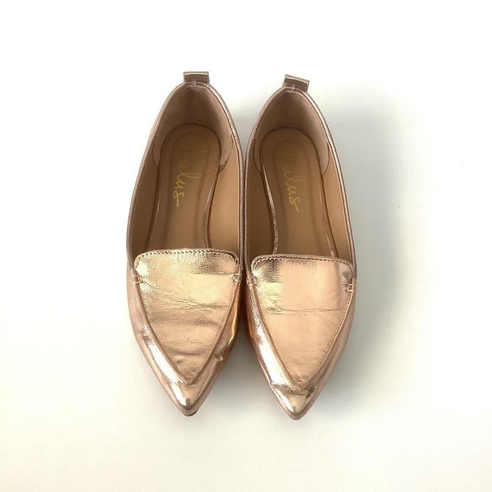 Lulus Emmy Metallic Pointed Slip On Loafers Flats